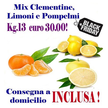 Offerta Black Friday Kg.13 di Agrumi: CLEMENTINE, LIMONI e POMPELMI - TRASPORTO INCLUSO